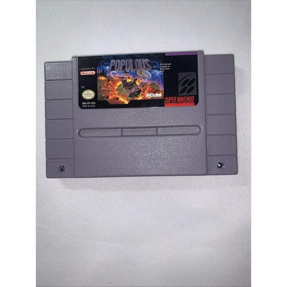 Vintage SNES Super Nintendo - POPULOUS - CIB Video Game Cartridge Only - Picture 2 of 10